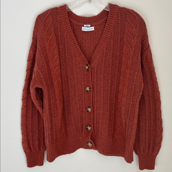 cupcakes & cashmere Sweaters - cupcakes & cashmere Women's Cable Knit Cardigan Brick Red Size Large